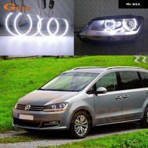 フォルクスワーゲン VW シャラン 7N 2010 - 15 超高輝度 COB LED エンジェルアイキット ハローリング デイライト