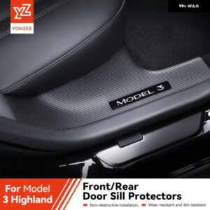 テスラ モデル3 2024 ハイランド リアドアシル パッド カバー ガード スレッショルド バンパー ストリップ シルカーアクセサリー