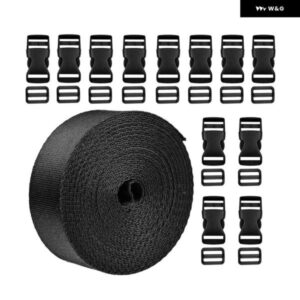 幅1インチ 10ヤード ナイロンウェビングストラップ+12セット プラスチック 1インチ フラットサイドリリースバックル DIY キャリア ストラップ作成