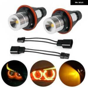 8000K アンバー LED エンジェルアイ マーカー ハロー ライト バルブ ランプ - BMW E39 E53 E60 E63 E64 E66 E87 5 6 7 X3 X5 2個パック