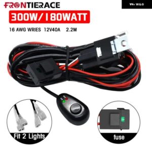 汎用 カーLED フォグランプ オン/オフスイッチ配線 ハーネス 300Wリレー12V 40A LED ライトバー 配線 ハーネス キット スイッチ