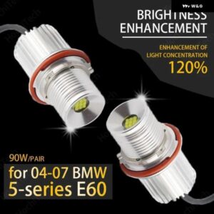 90W ハイパワー LED エンジェルアイ バルブ リング マーカーライト 04-07 BMW 5シリーズ E60 525I 525XI 530I 530XI 545I 550I 超高輝度