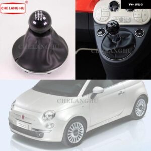 フィアット 500 2007 - 15 カー スタイリング 6速 ギア シフト スティックノブ レベル レザー ブーツ 付き