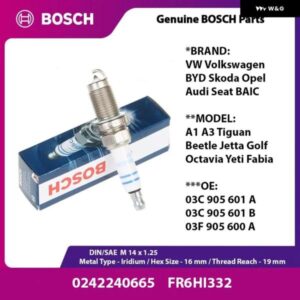 BOSCH 1/4/6個 FR6HI332 イリジウム スパークプラグ アウディ A1 A3 VW VOLKSWAGEN BEETLE SKODA OCTAVIA SEAT IBIZA 03C905601A 03F905600A