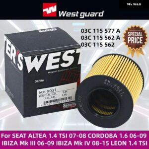 シート アルテア 1.4 TSI 07-08 コルドバ 1.6 06-09 イビサ MK III 06-09 イビサ MK IV 08-15 レオン 1.4 TSI オイル フィルター MH9031