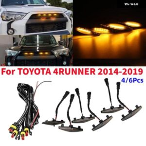 4/6個 車用 グリル LEDライト ハーネス 付き カスタム 車用 デイタイム ランニングランプ トヨタ 4RUNNER 2014-2019