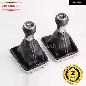 VW ゴルフ 7 A7 MK7 GTI GTD 2013 - 17 カー スタイリング 5速 6速 ギアスティック シフト ノブ ブラックレザー ブーツ 付き