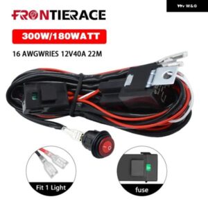 車用作業灯リレースイッチ ライトバー 配線 ハーネス 16AWG リレールーム ケーブル キット ヒューズ 車 ボート トラック ライト 丸型スイッチ 300W
