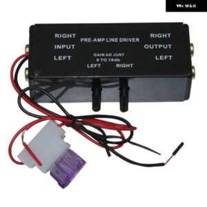 ブラック RCA 入力/出力調整可能 ターボ 1 ラインドライバー 信号アンプ ブースター アダプター カー