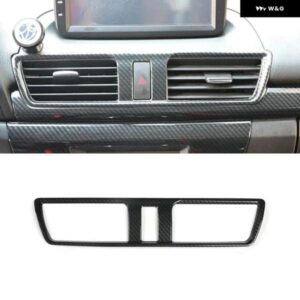 カーボン製ミドルエア アウトレット ベント トリム カバー で車内 インテリア 外観を向上 マツダ 3 アクセラ 2014 2019