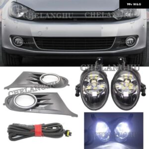LEDカーライト VW ゴルフ 6 A6 MK6 2009 - 13 カー スタイリング フロント フォグライト ランプ LED 電球 + グリル ワイヤー付き