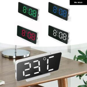 大画面と鏡面仕上げLEDデジタル目覚まし時計 スマートホームと統合や 装飾 に最適