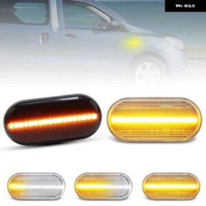 2個 DACIA DOKKER DUSTER LODGY LOGAN DOCKS クリアスモークレンズ LED サイドマーカーランプ フェンダー ウィンカー ダイナミック アンバー ライト