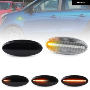 スマート フォーフォー W453 2014年以降 クリアスモークレンズ LED サイドマーカーランプ フェンダー ウィンカー ダイナミック アンバー ライト 2個