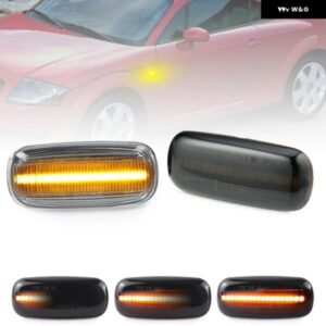 アウディ A3 2000-2003 A8 1999-2002 TT 2000-2006 クリアスモークレンズ LED サイドマーカーランプ フェンダーウィンカー ダイナミック アンバー ライト