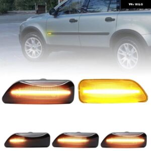 ボルボ S60 S80 V70 XC70 XC90 クリアスモークレンズ LED サイドマーカーランプ アンバー サイドフェンダー ウィンカーライト 2個