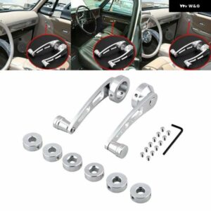 1ペア 汎用 カーウィンドウ レバー ロッキングワインディングハンドルライザーワインダーシルバーブラック 合金 ワインダーハンドルクランクライザーキット