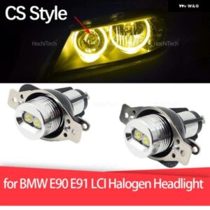 20W/ペア ハイパワーエンジェルアイ 電球 BMW E90 E91 LCI ハロゲン ヘッドライト 2009-2011 CSL CS スタイル レモンイエロー LED マーカーライト