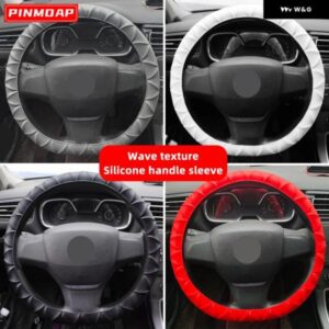自動車用 38CM 汎用 シリコン ステアリングホイール カバー 伸縮性 ステアリングホイール カバー 柔らかく多機能な 装飾