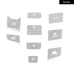 9PCS 車用アルミ中央 コントロール ギア ボタン ステッカー ホンダ CRV CR-V 17-21 ハンドブレーキカバー トリム アクセサリー シルバー