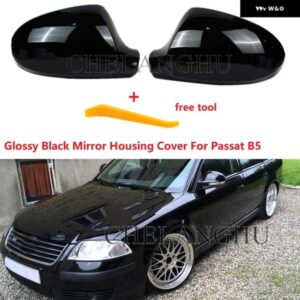 ブラックリアミラー カバー フォルクスワーゲン VW パサート B5 セダン コンビ ワゴン 2003 2004 2005 ドアウィングミラー ハウジング ケース
