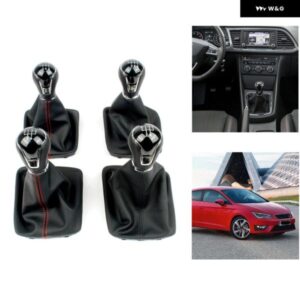 シート レオン 5ドア 2012 - 20 5/6速ギアスティック シフト ノブ レベルレザー ブーツ