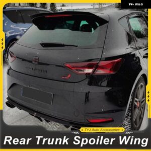 SEAT LEON MK3 CUPRA ST フェイスリフト 2017-2023 リアルーフ トランク リッド カースポイラー ウィング ブラックカーボン 外装 アクセサリーパーツ
