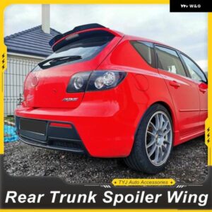 マツダ 3 ハッチバック 2006-2012 リアルーフ トランク リッド カースポイラー ウィング ブラックカーボン 外装 アクセサリーパーツ