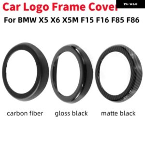 車用リアバッジリングカバー カーボン製 装飾 ロゴ フレーム カバー ステッカー BMW X5 F15 X6 F16 X5M F85 F86