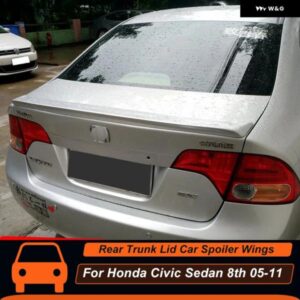 ホンダ シビック セダン 4ドア 8代目 2006-2011 トランク リッド ダックテール カースポイラー ウィング ABS ブラック カーボンカラー アクセサリー パーツ