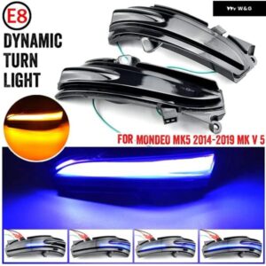 ホット フォード フュージョンモンデオMK5 2014-2019車用LEDダイナミックサイドバックミラー ライト ウィンカーライト ブルーB