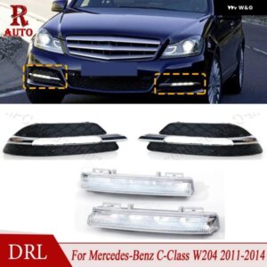 車用 LED DRL デイタイム ランニングライト フロント バンパー グリル メルセデス ベンツ C クラス W204 2011 - 14 A2048803324