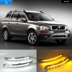 1セット VOLVO XC90 2007 - 2013 LED DRL デイタイム ランニングライト デイライト 防水 フォグランプ 車 スタイリング ウィンカー - white　and　yellow, flashing　signal　mode