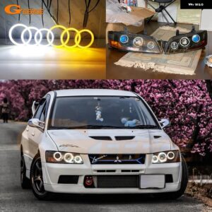 三菱 ランサーエボリューション 7 8 9 2002-2007 超高輝度ウィンカーデイライトスイッチバックLEDエンジェルアイハローリングキット - white　only