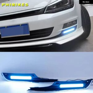 VW フォルクスワーゲン ゴルフ 7 LED DRL 専用 ウィンカー デイタイム ランニングライト 高輝度 カー スタイリング フォグランプ 2013 2014 - white　and　yellow