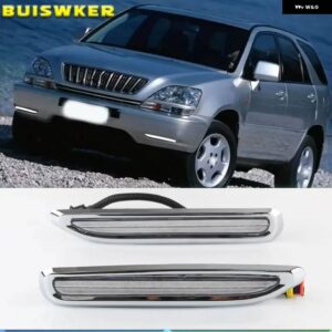 レクサス RX300 1998 - 2003 クロームストリップ 防水 ABS 車用 DRL ランプ 12V LED デイタイム ランニングライト デイライト 2個 - white