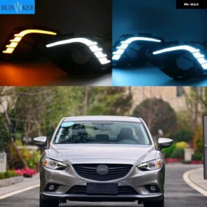 ウィンカー調光式リレー 12V LED 車用 DRL デイタイム ランニングライト フォグランプ穴 付き マツダ 6 アテンザ 2013 2014 2015 - White and Yellow
