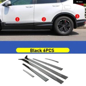 カーアクセサリー ホンダ CRV 2017-2020 6PCS スタイリング クローム ステンレス 車体 サイドドア モールディング カバー トリム カー スタイリング - Black 6PCS