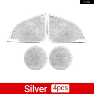 テスラ モデル3 Y 2021-24 車ドア オーディオ スピーカー カバー スピーカー ツイーター ステッカー ステンレス アクセサリー - Silver