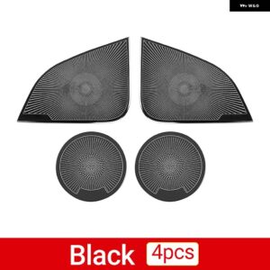 テスラ モデル3 Y 2021-24 車ドア オーディオ スピーカー カバー スピーカー ツイーター ステッカー ステンレス アクセサリー - black
