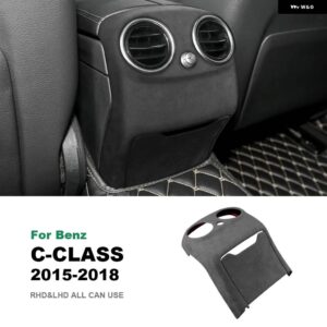 車用リア エアベント アウトレット カバー - イタリア製スーパースエード メルセデス ベンツ C クラス W205 2015-18 トリム インテリア アクセサリー - black