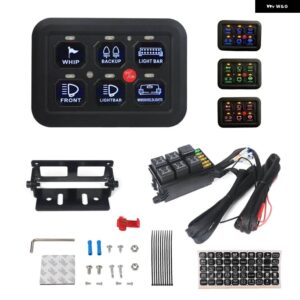 6/8ギャング 汎用 LEDスイッチ パネル 12Vライトオンオフ 制御 リレー システム スリム電子リレー システム SUVボートキャラバン - KG-6L