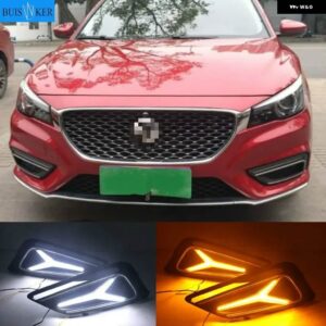 1ペアDRL MG6 MG 6 2017-20 フォグランプ カバー 車LED デイタイム ランニングライト ホワイトイエローブルーランニングウィンカー - White and Yellow