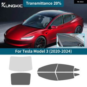 フロントリア サイドウィンドウ TESLA MODEL 3 MODEL 3 2020-24 プライバシーUV ティントソーラーフィルムアクセサリー - 20Percent one Set