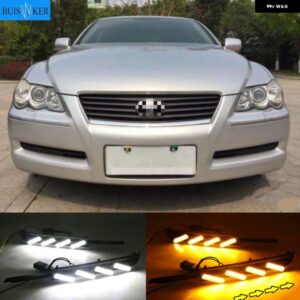 2個 DRL デイタイム ランニングライト トヨタ マークX REIZ 2004-09 LED フォグランプ - White and Yellow