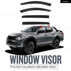 FIAT フルバック MK1/2016-2019 ウェザーシールド フロントガラス デフレクター サンガード レインベントカバー トリム ブライトストリップアクセサリー - black