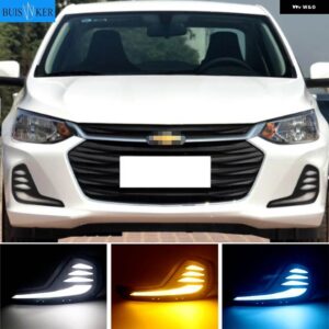 シボレー キャバリエ 2020年式 デイタイム ランニングライト ウィンカー フォグランプ カバー LED DRL カー スタイリング 1ペア - White and Yellow