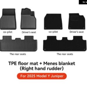 テスラ モデルY ジュニパー 2025 フロアマット RHD カー トランク マット ラゲッジマット TPE 防水 滑り止めセット フロアライナーマット - RHD Model Y 20252
