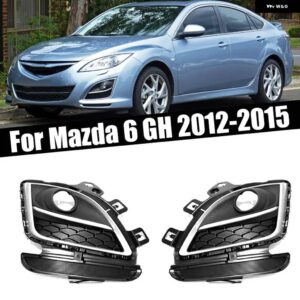 マツダ 6 GH 2012-15 カーアクセサリー フロント バンパー フォグランプ フレーム カバー シグナルライト グリル オート フォグランプ カバー - Only 1 Left