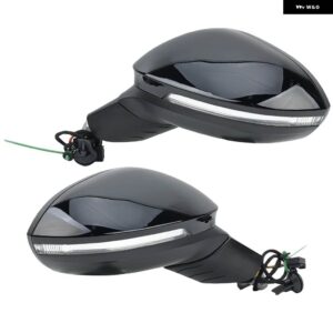 6ピンサイドドアミラー アセンブリ フォルクスワーゲン ゴルフ 8 MK8 2020-2024ブラック ウィンカーライト 付きウィングミラー カーアクセサリー - 1 Pair